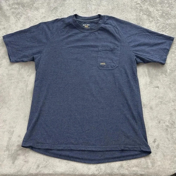 Ariat Rebar T Shirt Mens Large Blue Short Sleeve Pocket Tee Pullover Work Casual - Picture 1 of 7